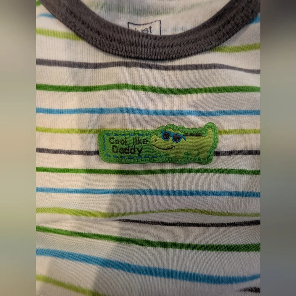 Carter's 9M Striped Kids One Pieces Set - Blue and Green